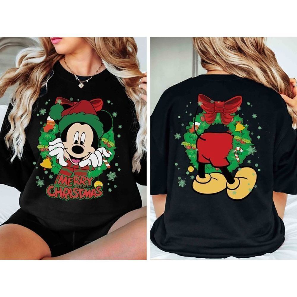 Mickey And Friends Merry Christmas Disney 2 Sided Unisex T-Shirt